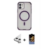 MARSİLYAN™- iPhone 11 Kılıf Eksen Klasik Koleksiyonu - Siyah Buffer Hayalet Cam Ekran Koruyucu + Raze Metal Kamera Lens - GS