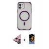 MARSİLYAN™- iPhone 11 Kılıf Eksen Klasik Koleksiyonu - Siyah Buffer Hayalet Cam Ekran Koruyucu + Raze Metal Kamera Lens - SH