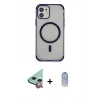 MARSİLYAN™- iPhone 11 Kılıf Eksen Klasik Koleksiyonu - Siyah Joko Magic 5D Cam + Kırmızı Raze Metal Kamera Lens