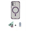 MARSİLYAN™- iPhone 11 Kılıf Eksen Klasik Koleksiyonu - Siyah Joko Magic 5D Cam + Kırmızı Raze Metal Kamera Lens
