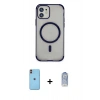 MARSİLYAN™- iPhone 11 Kılıf Eksen Klasik Koleksiyonu - Siyah Joko Magic 5D Cam + Neon Fosforlu Kamera Lens - TU