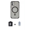 MARSİLYAN™- iPhone 11 Kılıf Eksen Klasik Koleksiyonu - Siyah Joko Magic 5D Cam + PVD Metal Kamera Lens - MI