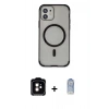 MARSİLYAN™- iPhone 11 Kılıf Eksen Klasik Koleksiyonu - Siyah Joko Magic 5D Cam + PVD Metal Kamera Lens - TU