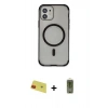 MARSİLYAN™- iPhone 11 Kılıf Eksen Klasik Koleksiyonu - Siyah Joko Magic 5D Hayalet Cam + Rainbow Kamera Lens Koruma Cam - KI