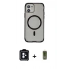MARSİLYAN™- iPhone 11 Kılıf Eksen Klasik Koleksiyonu - Siyah Joko Magic 5D Hayalet Cam + PVD Metal Kamera Lens - MI