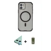 MARSİLYAN™- iPhone 11 Kılıf Eksen Klasik Koleksiyonu - Siyah Joko Magic 5D Hayalet Cam + Raze Metal Kamera Lens - MI