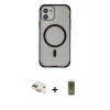 MARSİLYAN™- iPhone 11 Kılıf Eksen Klasik Koleksiyonu - Siyah Joko Magic 5D Hayalet Cam + Pers Alüminyum Kamera Lens - GD