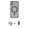 MARSİLYAN™- iPhone 11 Kılıf Eksen Klasik Koleksiyonu - Siyah Joko Magic 5D Hayalet Cam + Raze Metal Kamera Lens - GS