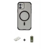 MARSİLYAN™- iPhone 11 Kılıf Eksen Klasik Koleksiyonu - Siyah Joko Magic 5D Hayalet Cam + Renkli Kamera Lens Koruma Cam - TU