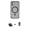 MARSİLYAN™- iPhone 11 Kılıf Eksen Klasik Koleksiyonu - Siyah Joko Magic 5D Hayalet Cam + Kamera Lens Koruma Cam - SF