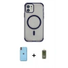 MARSİLYAN™- iPhone 11 Kılıf Eksen Klasik Koleksiyonu - Siyah Joko Magic 5D Hayalet Cam + Neon Fosforlu Kamera Lens - TU