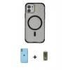 MARSİLYAN™- iPhone 11 Kılıf Eksen Klasik Koleksiyonu - Siyah Joko Magic 5D Hayalet Cam + Neon Fosforlu Kamera Lens - YL