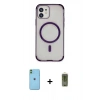 MARSİLYAN™- iPhone 11 Kılıf Eksen Klasik Koleksiyonu - Siyah Joko Magic 5D Hayalet Cam + Neon Fosforlu Kamera Lens - YL