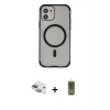 MARSİLYAN™- iPhone 11 Kılıf Eksen Klasik Koleksiyonu - Siyah Joko Magic 5D Hayalet Cam + Pers Alüminyum Kamera Lens - YL