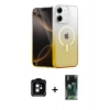 MARSİLYAN™- iPhone 11 Kılıf Eksen Minimal Özel Seri - Şeffaf 360 Full Body Arka Koruyucu + PVD Metal Kamera Lens - TU
