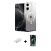 MARSİLYAN™- iPhone 11 Kılıf Eksen Minimal Özel Seri - Şeffaf 360 Full Body Arka Koruyucu + Renkli Kamera Lens Koruma Cam - YL
