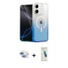 MARSİLYAN™- iPhone 11 Kılıf Eksen Minimal Özel Seri - Şeffaf Pasifik Cam Ekran Koruyucu + Gökkuşağı Pers Alüminyum Kamera Lens