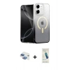 MARSİLYAN™- iPhone 11 Kılıf Eksen Minimal Özel Seri - Şeffaf Pasifik Cam Ekran Koruyucu + Gökkuşağı Pers Alüminyum Kamera Lens