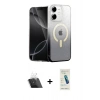 MARSİLYAN™- iPhone 11 Kılıf Eksen Minimal Özel Seri - Şeffaf Pasifik Cam Ekran Koruyucu + Kamera Lens Koruma Cam - SF