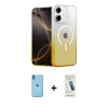 MARSİLYAN™- iPhone 11 Kılıf Eksen Minimal Özel Seri - Şeffaf Pasifik Cam Ekran Koruyucu + Neon Fosforlu Kamera Lens - MI