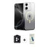 MARSİLYAN™- iPhone 11 Kılıf Eksen Minimal Özel Seri - Şeffaf Pasifik Cam Ekran Koruyucu + PVD Metal Kamera Lens - MI