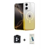 MARSİLYAN™- iPhone 11 Kılıf Eksen Minimal Özel Seri - Şeffaf Pasifik Cam Ekran Koruyucu + PVD Metal Kamera Lens - MI