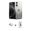 MARSİLYAN™- iPhone 11 Kılıf Eksen Minimal Özel Seri - Şeffaf Pasifik Cam Ekran Koruyucu + Pers Alüminyum Kamera Lens - GD