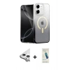 MARSİLYAN™- iPhone 11 Kılıf Eksen Minimal Özel Seri - Şeffaf Pasifik Cam Ekran Koruyucu + Raze Metal Kamera Lens - GS