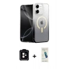 MARSİLYAN™- iPhone 11 Kılıf Eksen Minimal Özel Seri - Şeffaf Pasifik Cam Ekran Koruyucu + PVD Metal Kamera Lens - TU