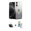 MARSİLYAN™- iPhone 11 Kılıf Eksen Minimal Özel Seri - Şeffaf Royal Nano Ekran Koruyucu + Kamera Lens Koruma Cam - SF