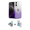 MARSİLYAN™- iPhone 11 Kılıf Eksen Minimal Özel Seri - Şeffaf Royal Nano Ekran Koruyucu + Kırmızı Raze Metal Kamera Lens