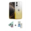 MARSİLYAN™- iPhone 11 Kılıf Eksen Minimal Özel Seri - Şeffaf Royal Nano Ekran Koruyucu + Kırmızı Raze Metal Kamera Lens