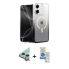 MARSİLYAN™- iPhone 11 Kılıf Eksen Minimal Özel Seri - Şeffaf Royal Nano Ekran Koruyucu + Kırmızı Raze Metal Kamera Lens