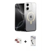 MARSİLYAN™- iPhone 11 Kılıf Eksen Minimal Özel Seri - Şeffaf Uv Polymer Nano Ekran Koruyucu + Kırmızı Pers Alüminyum Kamera Lens