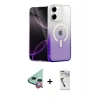 MARSİLYAN™- iPhone 11 Kılıf Eksen Minimal Özel Seri - Şeffaf Uv Polymer Nano Ekran Koruyucu + Kırmızı Raze Metal Kamera Lens