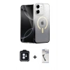 MARSİLYAN™- iPhone 11 Kılıf Eksen Minimal Özel Seri - Şeffaf Uv Polymer Nano Ekran Koruyucu + PVD Metal Kamera Lens - MI