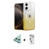 MARSİLYAN™- iPhone 11 Kılıf Eksen Minimal Özel Seri - Şeffaf Uv Polymer Nano Ekran Koruyucu + Mavi Raze Metal Kamera Lens