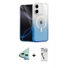 MARSİLYAN™- iPhone 11 Kılıf Eksen Minimal Özel Seri - Şeffaf Uv Polymer Nano Ekran Koruyucu + Mavi Raze Metal Kamera Lens