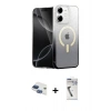 MARSİLYAN™- iPhone 11 Kılıf Eksen Minimal Özel Seri - Şeffaf Uv Polymer Nano Ekran Koruyucu + Pers Alüminyum Kamera Lens - LT