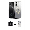 MARSİLYAN™- iPhone 11 Kılıf Eksen Minimal Özel Seri - Şeffaf Uv Polymer Nano Ekran Koruyucu + PVD Metal Kamera Lens - TU