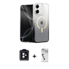 MARSİLYAN™- iPhone 11 Kılıf Eksen Minimal Özel Seri - Şeffaf Uv Polymer Nano Ekran Koruyucu + PVD Metal Kamera Lens - SH
