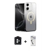 MARSİLYAN™- iPhone 11 Kılıf Eksen Minimal Özel Seri - Şeffaf Uv Polymer Nano Ekran Koruyucu + PVD Metal Kamera Lens - YL