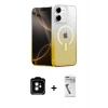 MARSİLYAN™- iPhone 11 Kılıf Eksen Minimal Özel Seri - Şeffaf Uv Polymer Nano Ekran Koruyucu + PVD Metal Kamera Lens - TU