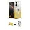 MARSİLYAN™- iPhone 11 Kılıf Eksen Minimal Özel Seri - Şeffaf Uv Polymer Nano Ekran Koruyucu + Rainbow Kamera Lens Koruma Cam - KI