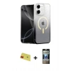 MARSİLYAN™- iPhone 11 Kılıf Eksen Minimal Özel Seri - Siyah 34D Hayalet Izgaralı Cam + Rainbow Kamera Lens Koruma Cam - KI