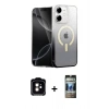 MARSİLYAN™- iPhone 11 Kılıf Eksen Minimal Özel Seri - Siyah 34D Hayalet Izgaralı Cam + PVD Metal Kamera Lens - TU
