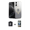 MARSİLYAN™- iPhone 11 Kılıf Eksen Minimal Özel Seri - Siyah 34D Hayalet Izgaralı Cam + PVD Metal Kamera Lens - SH