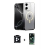 MARSİLYAN™- iPhone 11 Kılıf Eksen Minimal Özel Seri - Siyah 360 Mat Full Body Arka Koruyucu + Mavi PVD Metal Kamera Lens