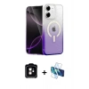 MARSİLYAN™- iPhone 11 Kılıf Eksen Minimal Özel Seri - Siyah 3D Antistatik Cam Ekran Koruyucu + PVD Metal Kamera Lens - TU