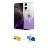 MARSİLYAN™- iPhone 11 Kılıf Eksen Minimal Özel Seri - Siyah 3D Antistatik Cam Ekran Koruyucu + Rainbow Kamera Lens Koruma Cam - KI